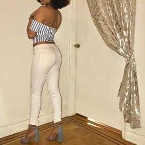 White distressed denim jeans